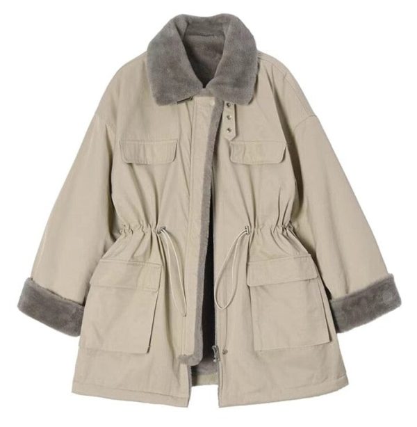 Long Sleeve Pleated Winter Coat