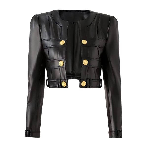 Faux Leather Cropped Moto Jacket