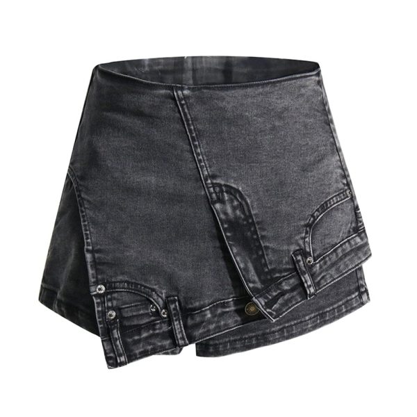 High Waist Denim Shorts - Black