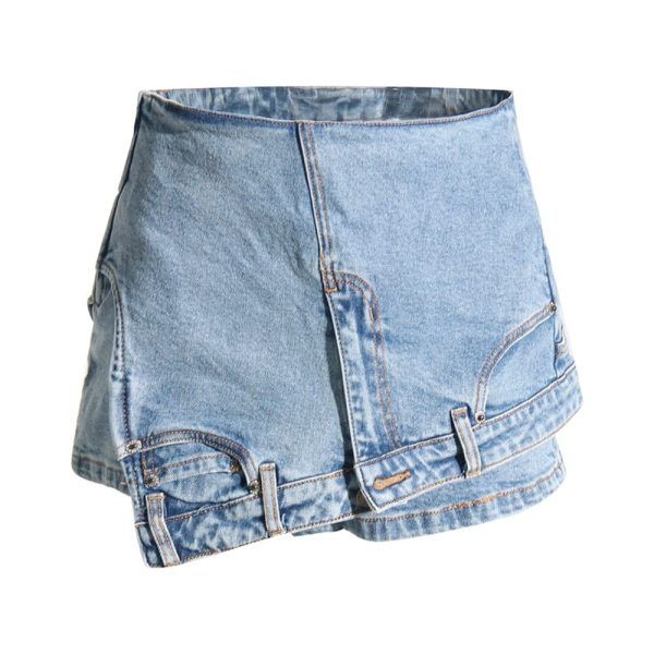 High Waist Denim Shorts - Blue